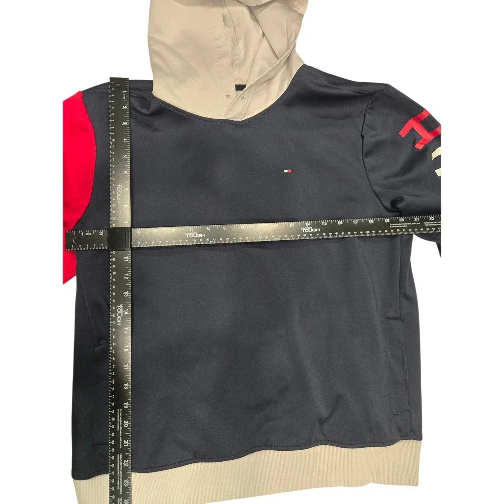 Tommy Hilfiger Men's Colorblock Hoodie - Navy/Red/White - Size Large‎